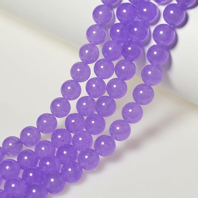 MJDCB Stone Beads 6mm 60pcs Round Lavender Purple Jade Loose Gemstone Bead Charms for Jewelry Making Bracelet Necklace Earring Pendant