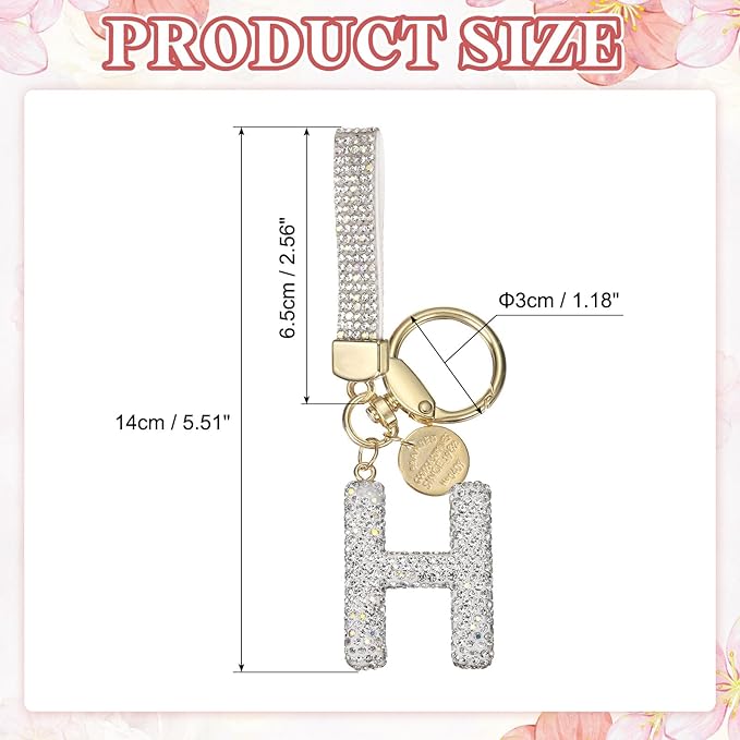PATIKIL Initial Letter Keychain, Cute Sparkly Rhinestone Key Chain Alphabet Charm for Car Keys Handbags Purse
