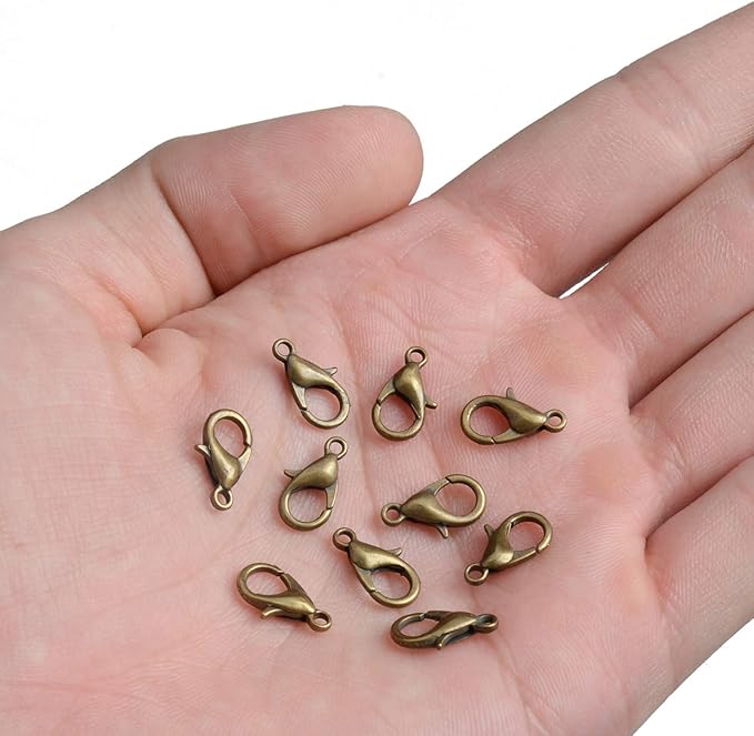 AD Beads 50 Pieces Lobster Claws Clasps Plus 100 Pieces 6mm Match Color Open Jump Rings Suitable for Necklace Bracelets Jewelry (7x12mm, Copper)