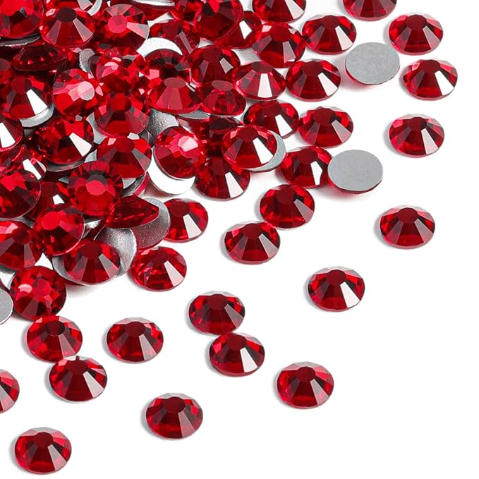 beadsland 1440 Piece Flat Back Crystal Rhinestones Round Gems,1.3mm-6.5mm,Dark Siam (SS8(2.3-2.5mm))