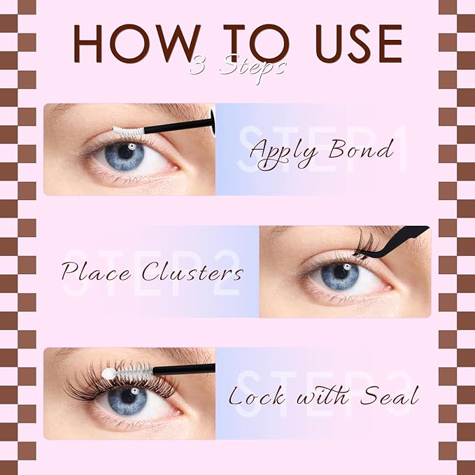 Brown Lash Clusters Kit Flaunt Lash Clusters Dark Brown Wispy Eyelash Clusters Eyelash Clusters Short Lash Cluster 8-14mm Cluster Eyelash Extensions Individual Lashes Cluster(Flaunt-Dark Brown)