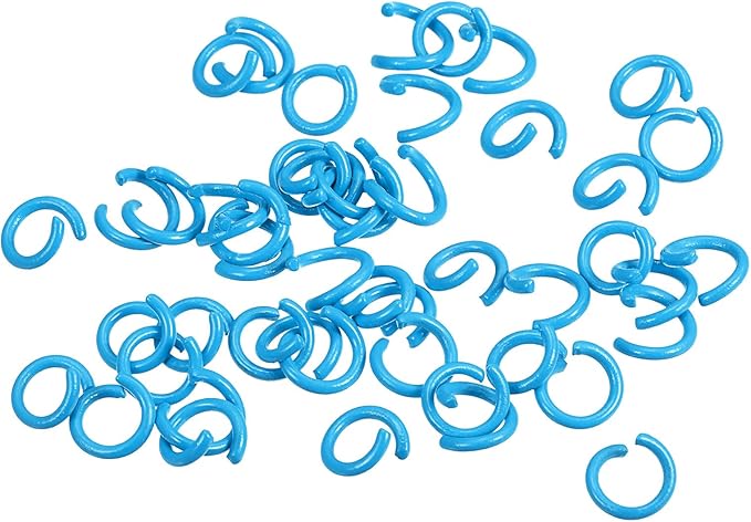 uxcell Open Jump Rings, 8mm Colorful O-Ring Connectors for DIY Crafts Jewelry Making, Carbon Steel, Light Blue, 200Pcs