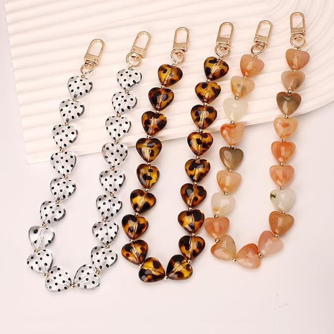 AUMEY Acrylic Heart Bag Chain Purse Charm Versatile handbag Chain Strap Wallet Handle Replacement Handbag Accessory