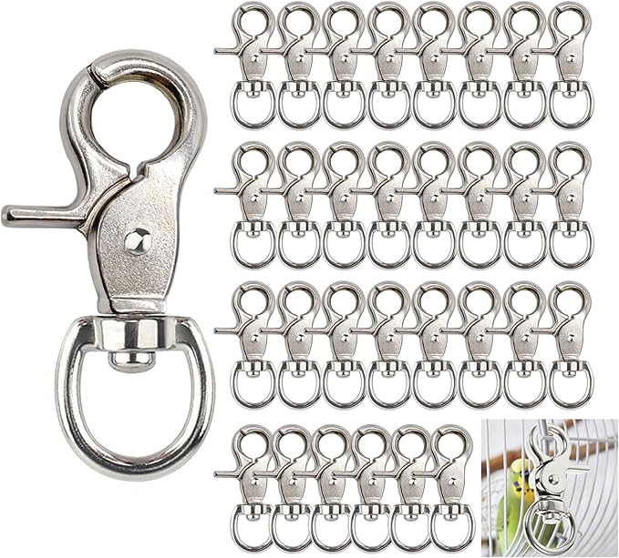 30PCS Trigger Snap Hooks 2.32'' x 0.82'' Heavy Duty Swivel Snap Hooks Metal Clasps Lanyard Clips for Pet Cage Key Chains