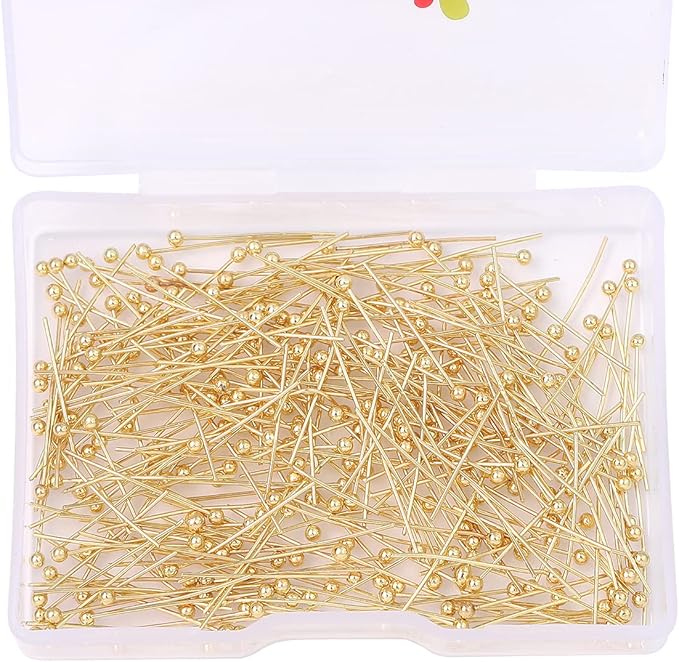 14K Gold Plated Ball Head Pins Non Tarnish 20mm 300pcs for Jewelry Making Findings