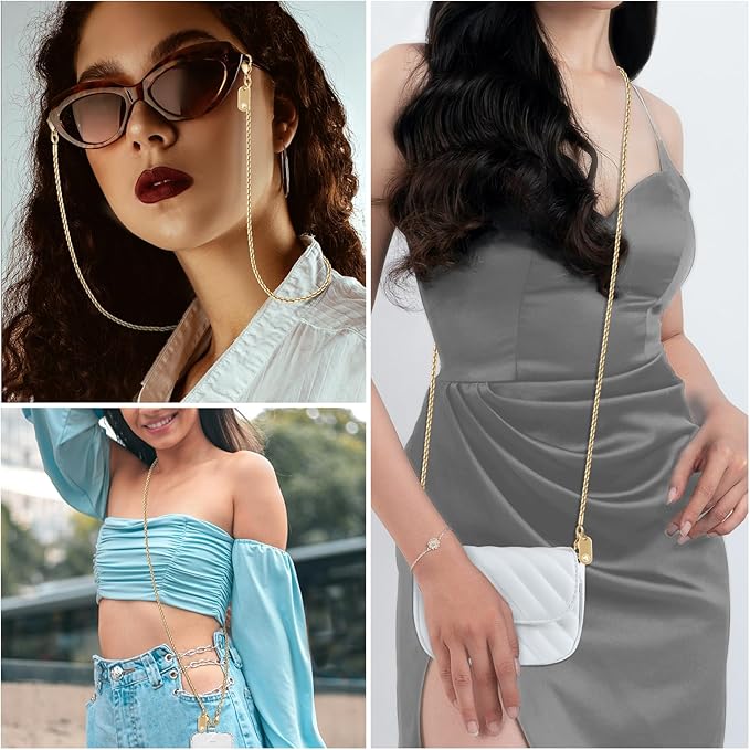 UKON Crossbody Phone Chain Lanyard - Fashion Anti-theft Phone Strap With 2xTPU Tether Tab for Women Shopping Traveling Party