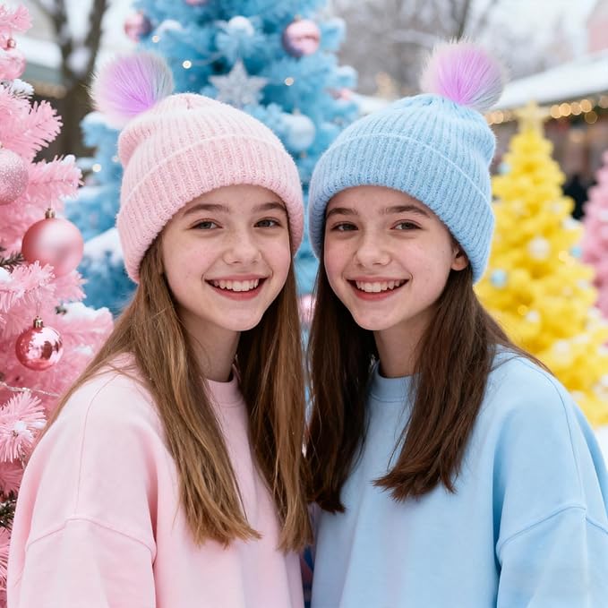 Tatuo 16 Pcs Faux Fur Pom Poms for Hat 4 Inches Large Fluffy Pom Balls for Crafts Knitting Beanies Shoes Scarves Bag Pompoms Keychain Charms Winter DIY Accessories (Light Rainbow)