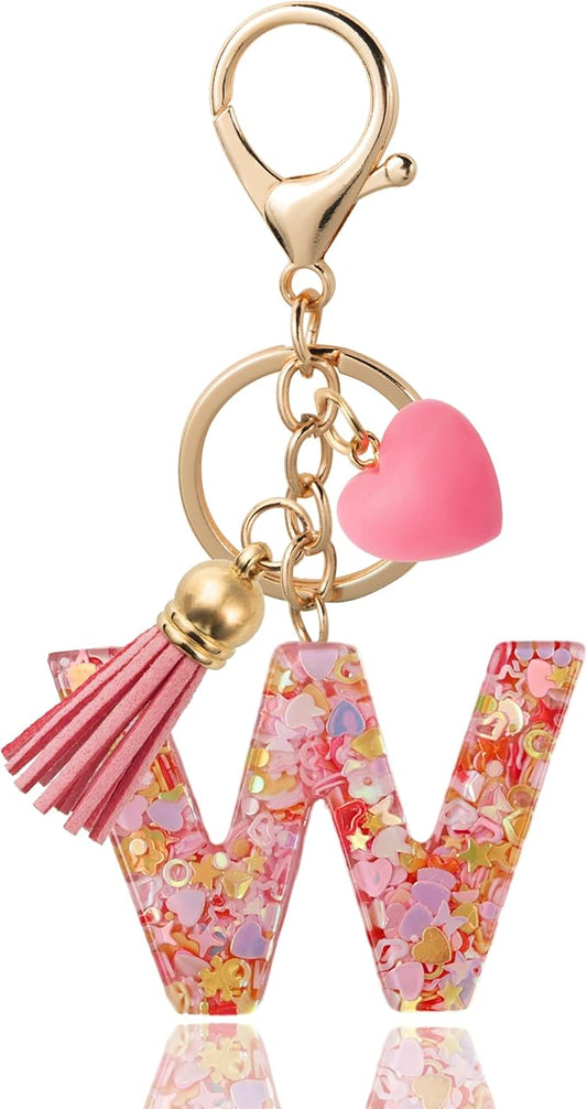 Alphabet Initial Letter Keychain Cute Heart Resin - Letter Keychain for Backpack Charms - Initial Keychains for Women