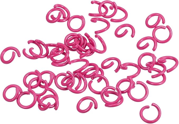uxcell Open Jump Rings, 8mm Colorful O-Ring Connectors for DIY Crafts Jewelry Making, Carbon Steel, Rose Red, 200Pcs