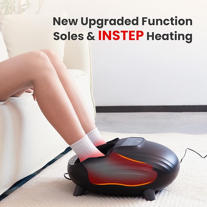 CILI Shiatsu FSA Foot Massager with Heat and Compression, Knead Rolling HSA Feet Massager for Neuropathy, Plantar Fasciitis, Remote Control, Up to Men Size 14", Christmas Gifts for Men Women