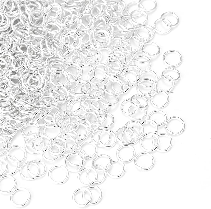 1000 Pcs 4mm Open Jump Rings Silver Plated Jump Rings for Jewelry Making Iron Made Single Ring Bulk for DIY Craft Earring Necklace Bracelet Pendant Choker Jewelry Making Findings