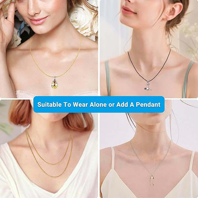 33 Feet Ball Chain Necklace, 2.4mm Ball Bead Chain with 30 Pieces Connectors Clasps,Metal Ball Chain for Dog Tag, Ceiling Fan Pull Chain Extender, Jewelry Making Kit, DIY Crafts (Gold)