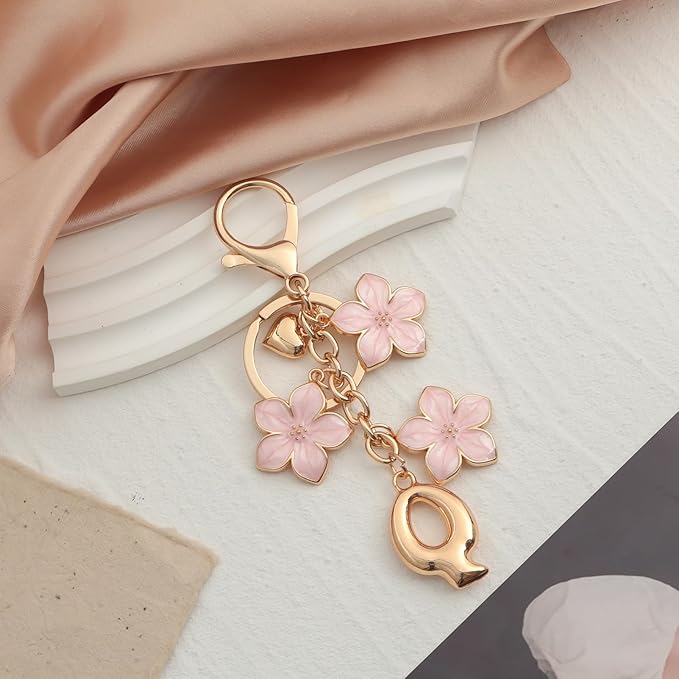 Snycler Bubble Initial Keychain Graceful Flower for bags car remote–A-Z Letter Charms for Women