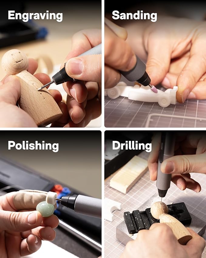 HOTO SNAPBLOQ™ R-A04 Mini Cordless Rotary Tool Kit, Powerful Engraving Pen, 22000 RPM Variable Speed, 38 Accessories, Ideal for 3D Printer Sanding, Polishing, Drilling, Carving, DIY Crafts