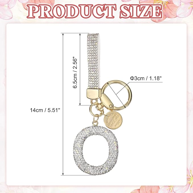 PATIKIL Initial Letter Keychain, Cute Sparkly Rhinestone Key Chain Alphabet Charm for Car Keys Handbags Purse