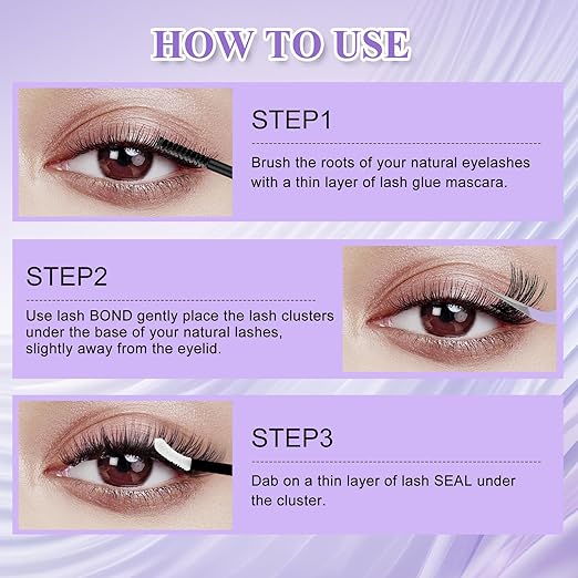 Wendy Upgraded Lash Cluster Glue: Lash Bond and Seal Pro Waterproof, Strong & Flexible Hold, Long-Lasting 72H, Gentle Low Odor, Quick-Dry, Eyelash Glue Bond Pro+Seal Pro（6ml+6ml）