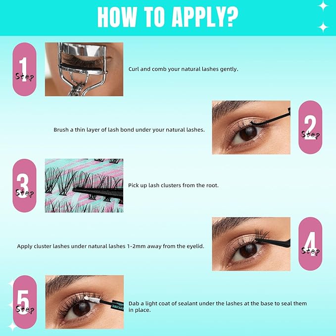 Lash Clusters Wispy 280PCS Eyelash Extension 30D 40D Cluster Lashes Individual Lashes DIY Lash Extension Natural Look Cluster Eyelash Extensions Soft False Eyelashes at Home for Beginners(10mm)