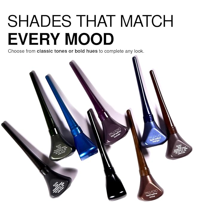 Palladio Liquid Eyeliner, Black Shimmer, Highly Pigmented, Waterproof, Smear-Proof, Includes Easy G Wand Applicator