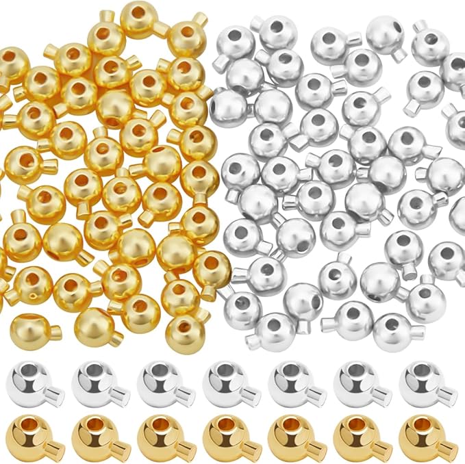Beebeecraft 100Pcs 18K Gold Plated Brass Crimp Beads Metal Spacer Beads Irregular Shape Spacer Stoppers Beads 3.5x5mm for DIY Necklace Bracelets Making