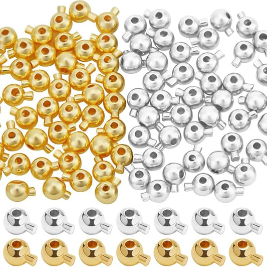 Beebeecraft 100Pcs 18K Gold Plated Brass Crimp Beads Metal Spacer Beads Irregular Shape Spacer Stoppers Beads 3.5x5mm for DIY Necklace Bracelets Making