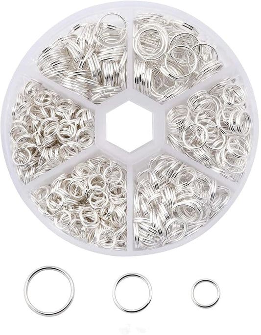 550Pcs Split Rings,Double Loop Jump Ring Sets Split Jump Rings for Jewelry Making,Small O Key Ring Earring Necklace Bracelet Connector for DIY Crafts Making Findings(6mm 8mm 10mm)