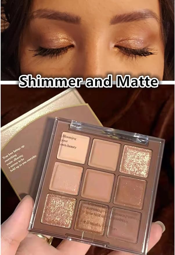 Go Ho 9 Colors Nude Eyeshadow Palette,Matte&Shimmer&Glitter Eyeshadow Makeup,Long Lasting Blendable Neutral Eye Look,Highly Pigmented Eye Shadow Powder,06