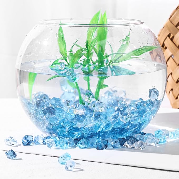 DomeStar 550PCS Mixed Blue Vase Fillers, Acrylic Fake Crushed Ice Rocks Blue Gems Crystals Plastic Diamonds for Vase Fillers Centerpiece Fish Tank Table Scatter Photography Props Display Decoration