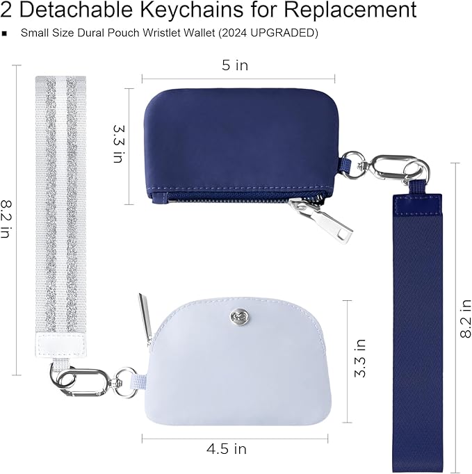 Babysun Mini Zip Around Dual Pouch Wristlet With 2 Straps Wristlet Keychain Wallet for Women Coin Purse Small Cute for Teen Girl
