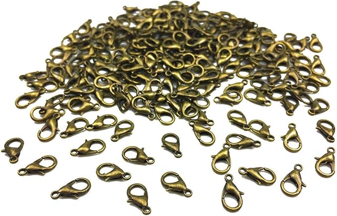 200Pcs Lobster Claw Clasps, 14x8mm Metal Alloy Lobster Clasps, Lobster Clasps for Jewelry Making,Keychains,Bracelet and for DIY Jewelry Necklace Clasps and Closures(Bronze)