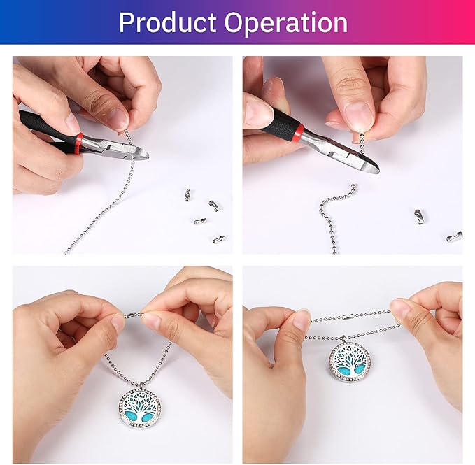 Mudder 65 ft Ball Necklace Chains, 2. 4mm Bead Link Dog Tag Chain Roll with 40 Ball Connectors and Plier for Necklace Hanging Ornament Key Chain Dog Pet Tags(Silver)