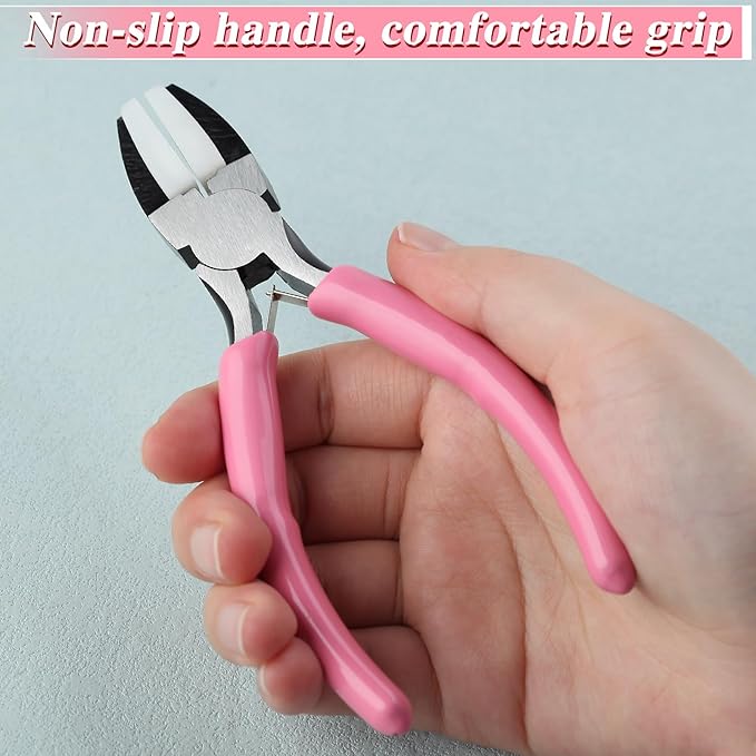 Flat Nose Pliers for Jewelry Making with 2 Replacement Tips, 5 Inch Soft Jaw Pliers with Consistent Grip, Wire Straightener for Beading, Looping, Gripping, Shaping
