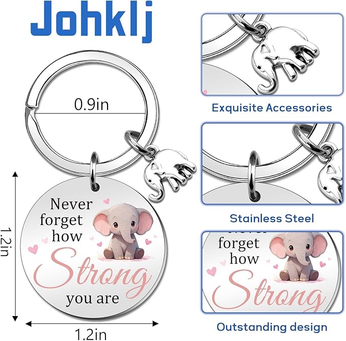 Elephant Gifts For Women Cute Elephant Keychain Inspirational Gifts For Women Strong Woman Gift For Her Motivational Uplifting Gift For Elephants Lovers Birthday Christmas