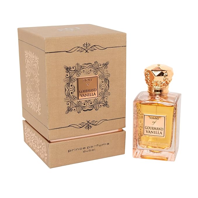Prince Parfums Dubai – Story of Gourmand Vanilla – Women’s Extrait de Parfum 3.4 Ounces – Luxury Perfume with Coconut, Peach, Tiare Flower & Vanilla – Romantic, Sweet & Long Lasting Fragrance