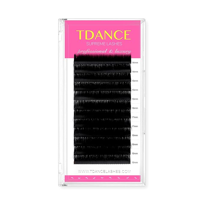 TDANCE Lash Extension Matte Black Eyelash Extension C CC D DD J B L Curl Volume & Classic Lash Extensions 0.03-0.18mm Thickness Professional Salon Use(0.05-CC,14-19 mm)