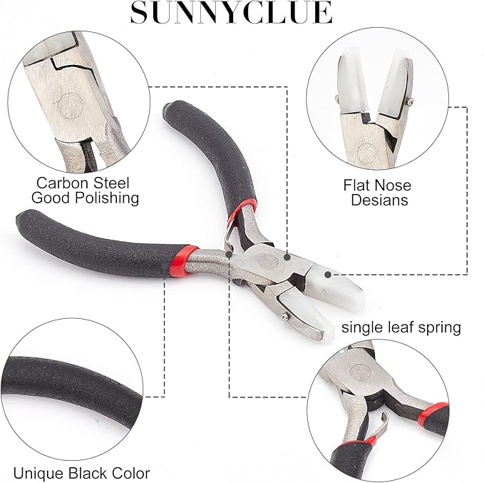 SUNNYCLUE 3.7 Inch Double Nylon Jaw Pliers Jewelry Pliers Mini Precision Pliers Wire Bending Wrapping Forming Tools for DIY Jewelry Making Hobby Projects Black