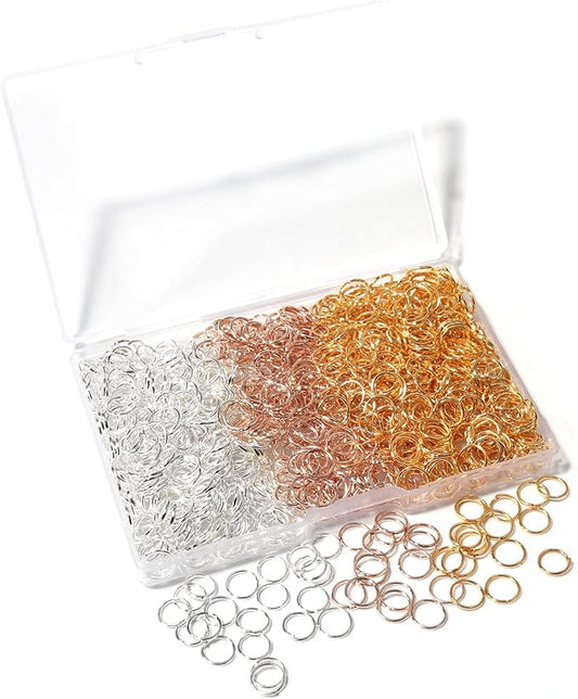 1000 Pcs 7mm Open Jump Rings Silver, Gold and Rose Gold Plated Jump Rings for Jewelry Making Iron Made Single Ring Bulk for DIY Craft Earring Necklace Bracelet Pendant Choker Jewelry Making Findings