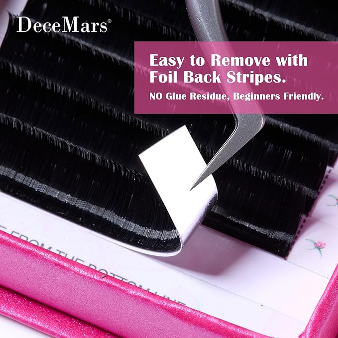 DeceMars Automatic Rapid Blooming Eyelash Extensions Self Fanning Easy Fans 1 Second Flowering Fake Lashes 2D~10D Russian Volume Eyelashes Matte Black-0.03mm-D-10mm
