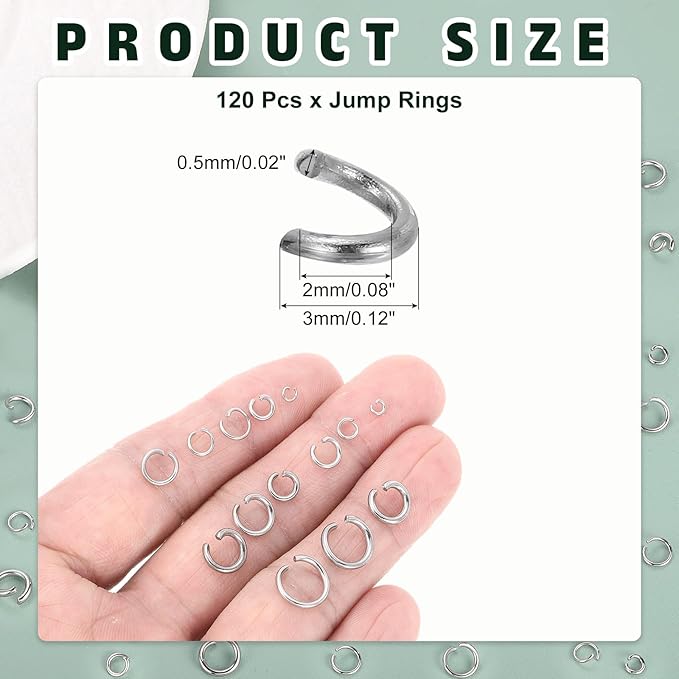 MECCANIXITY Open Jump Rings,2mmx3mm 316 Stainless Steel Split O Jump Rings Connector 0.5mm Thick Jewelry Making Supplies for Bracelet Necklace Pendant DIY,Pack of 120