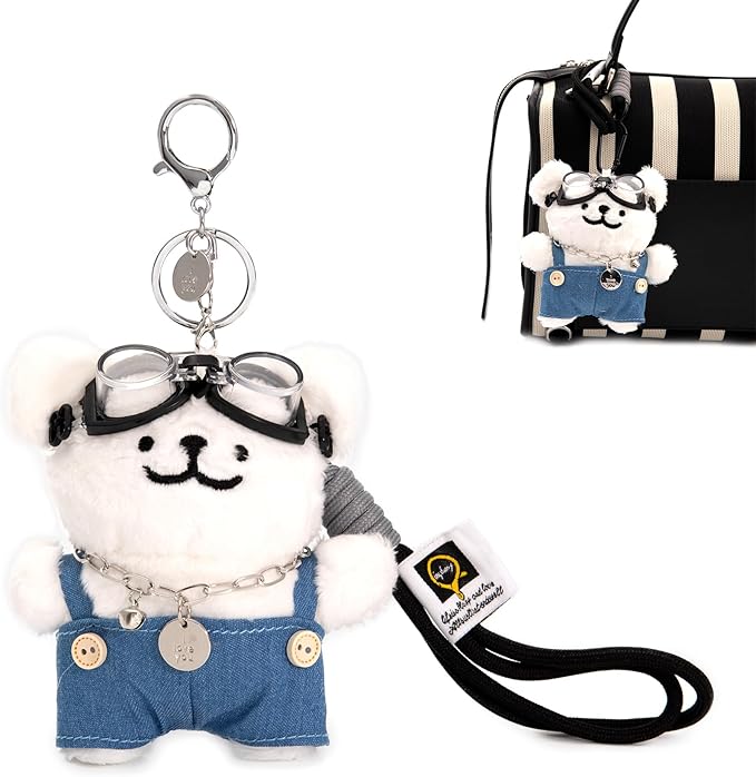 YOU WIZV Cute Dog Plush Keychain for Women - Kawaii Stuffed Animal Charm for Purse, Backpack & Bag Accessories
