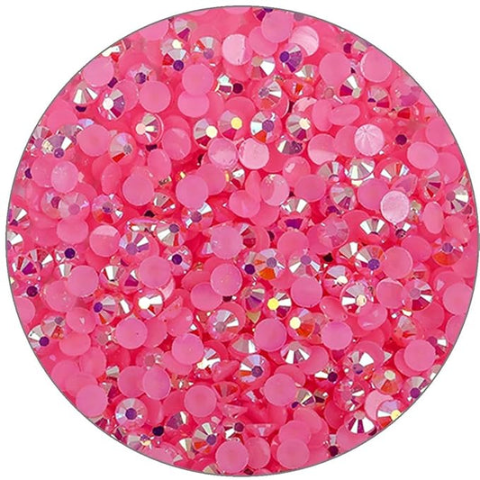 3000 Pieces SS6 2mm Flatback Rhinestones Clear Glasses Round Gems AB Crystals for Nail Art DIY Crafts Clothes Glitter Stones （Dark Pink）