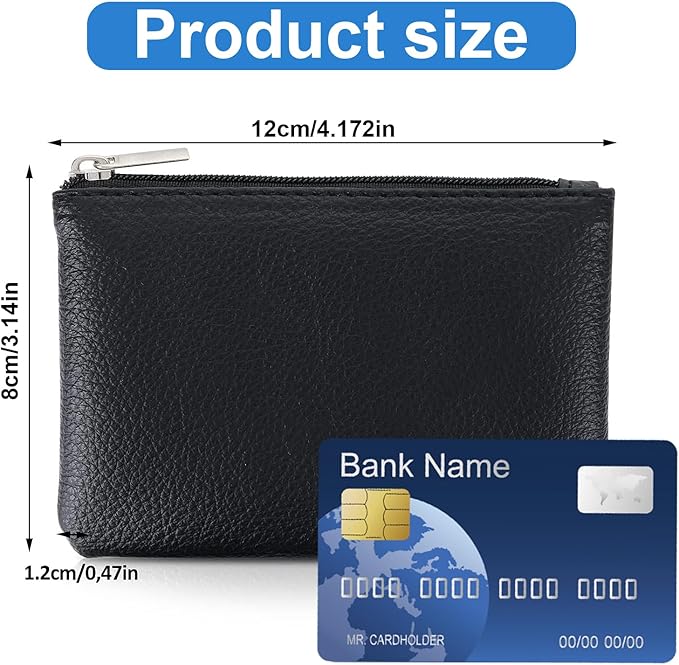 4 Pack Leather Zipper Coin Purse, Portable PU Leather Coin Purse,Mini Coin Pocket Pouch Change Holder, Coin Pouch with Zipper for Men Women Headset Credit Card ID Key Lipstick(4 color)