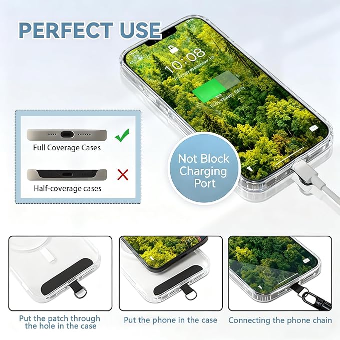 2 Pack Phone Lanyard and Wrist Strap Set, Black Adjustable Crossbody Neck Strap & Secure Phone Wrist Strap with 4 Pcs Tether Tabs, Universal Multifunctional for Most Smartphones iPhone Android