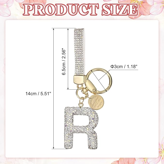 PATIKIL Initial Letter Keychain, Cute Sparkly Rhinestone Key Chain Alphabet Charm for Car Keys Handbags Purse