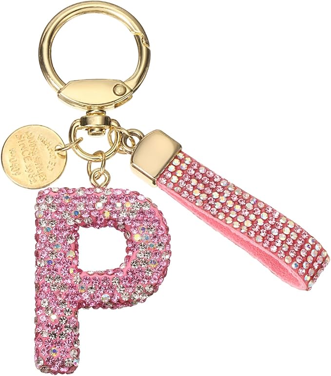 PATIKIL Initial Letter Keychain, Cute Sparkly Rhinestone Key Chain Alphabet Charm for Car Keys Handbags Purse