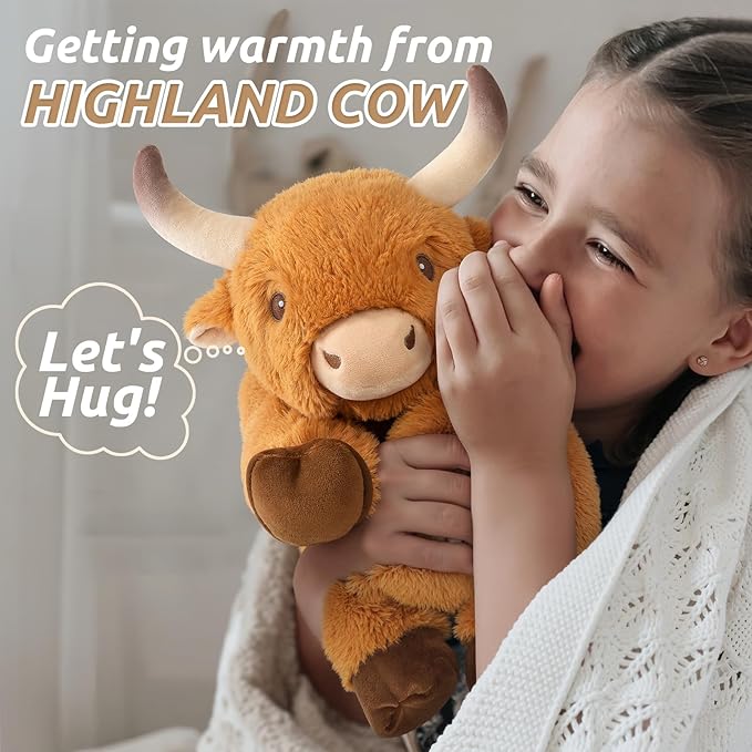 Cuckool Bull Stuffed Animals, Microwavable Stuffed Animals Adorable Fluffy Bull Plush for Warmth & Comfort, Heatable Coolable Lavender Scent Toys, Cute Soft Plushies Gift for Kids Boys Girls & Adults