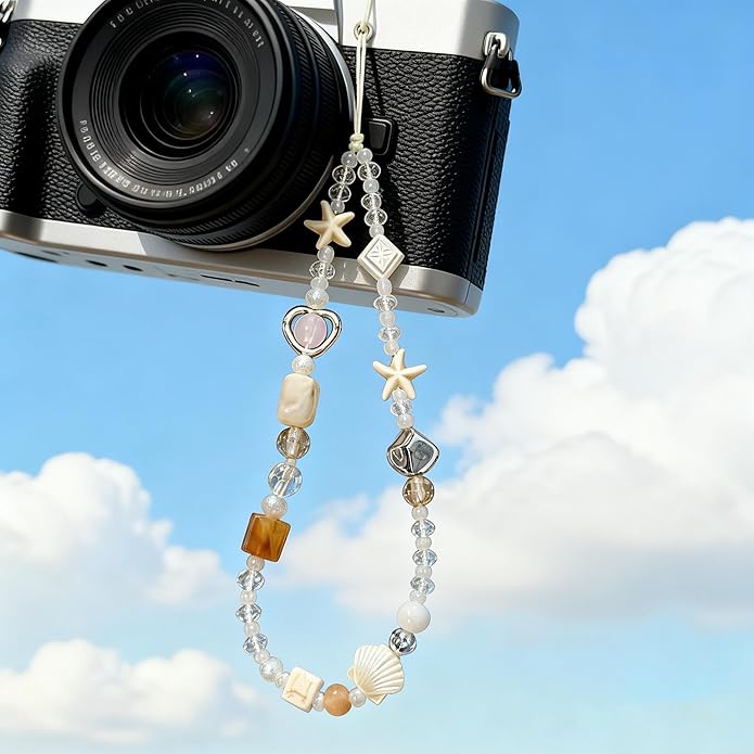 2 Pcs Phone Charm Strap Hand Universal for iPhone Wrist Strap Camera Lanyard Pearl Beaded Cute Chain String Accessories Universal for iPhone 17 Pro Max Samsung Women Girls Phones Bag Keychain