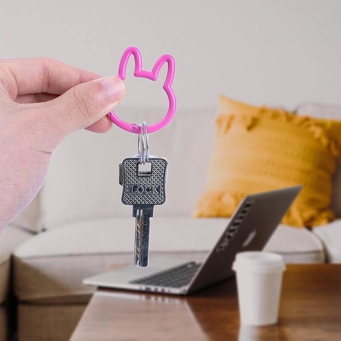 Rabbit Shaped Keychain Clips,Multicolor Carabiner Keychain Clips Aluminum Ring Clips for Keychains, Water Bottle, Bags Fishing Hiking Traveling