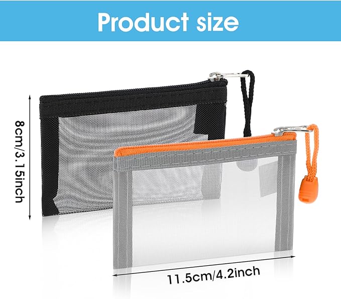 5 Pcs Mini Zipper Mesh Bags Coin Purse Keychain Pouch Clear Travel Small Item Toiletries Cosmetic Storage Organizer for Office Appliances Home Organization Key Lipstick Credit Card Beauty