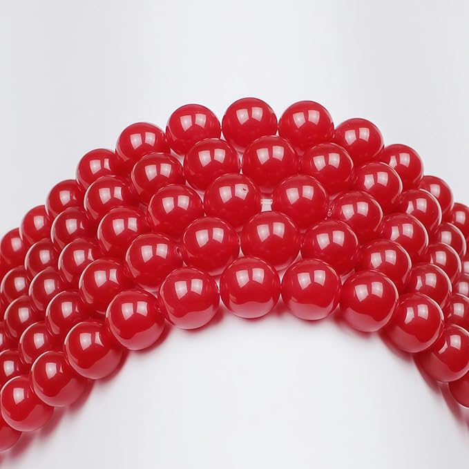 MJDCB Natural Red Jade Round Loose Beads for Jewelry Making DIY Bracelet Necklace (12mm)