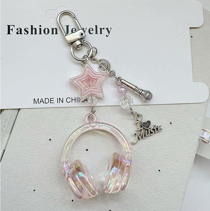Music Keychain Y2K Guitar Star Keychain Purse Bag Charms for Handbags Backpacks Aesthetic Accessories Gifts for Women